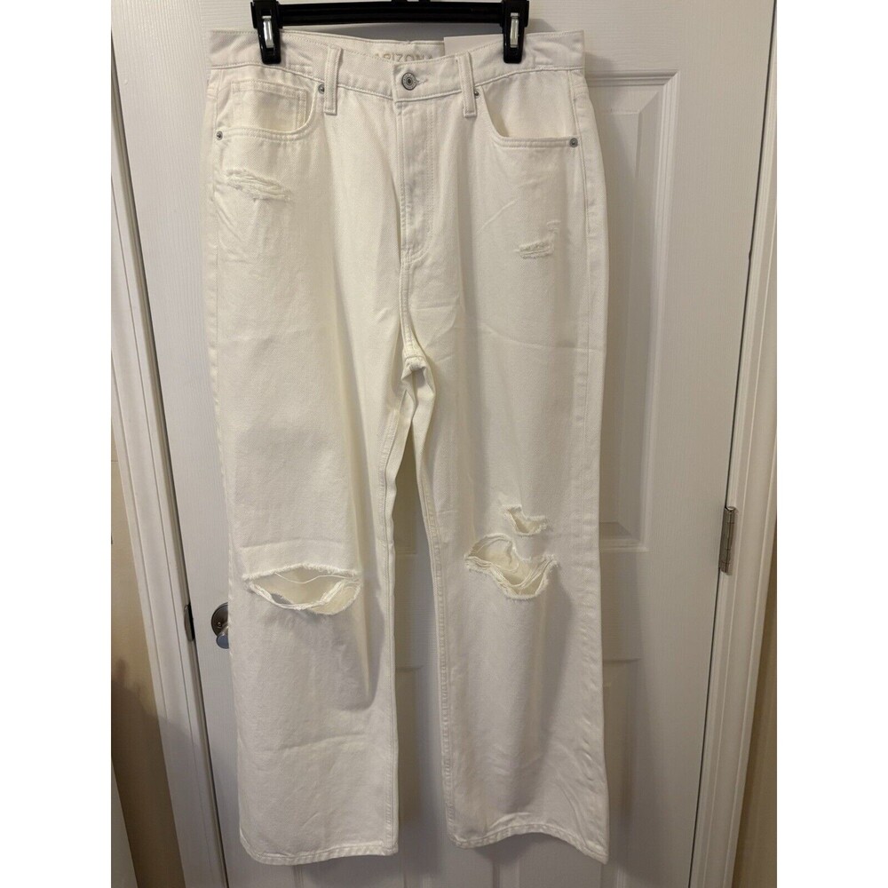 Arizona Highest Rise Wide Leg Skater Jeans Slouchy High & Thigh White Size 13